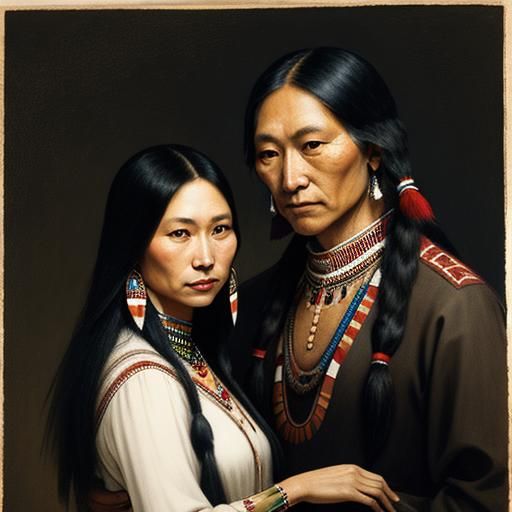 Native Woman with Husband: A Portrait of Love