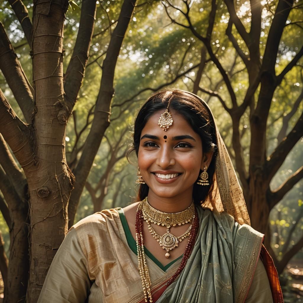 Young Indian Woman Portrait in National Geographic Style