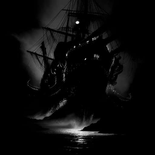 Kraken Devours Ship in Dark Fantasy