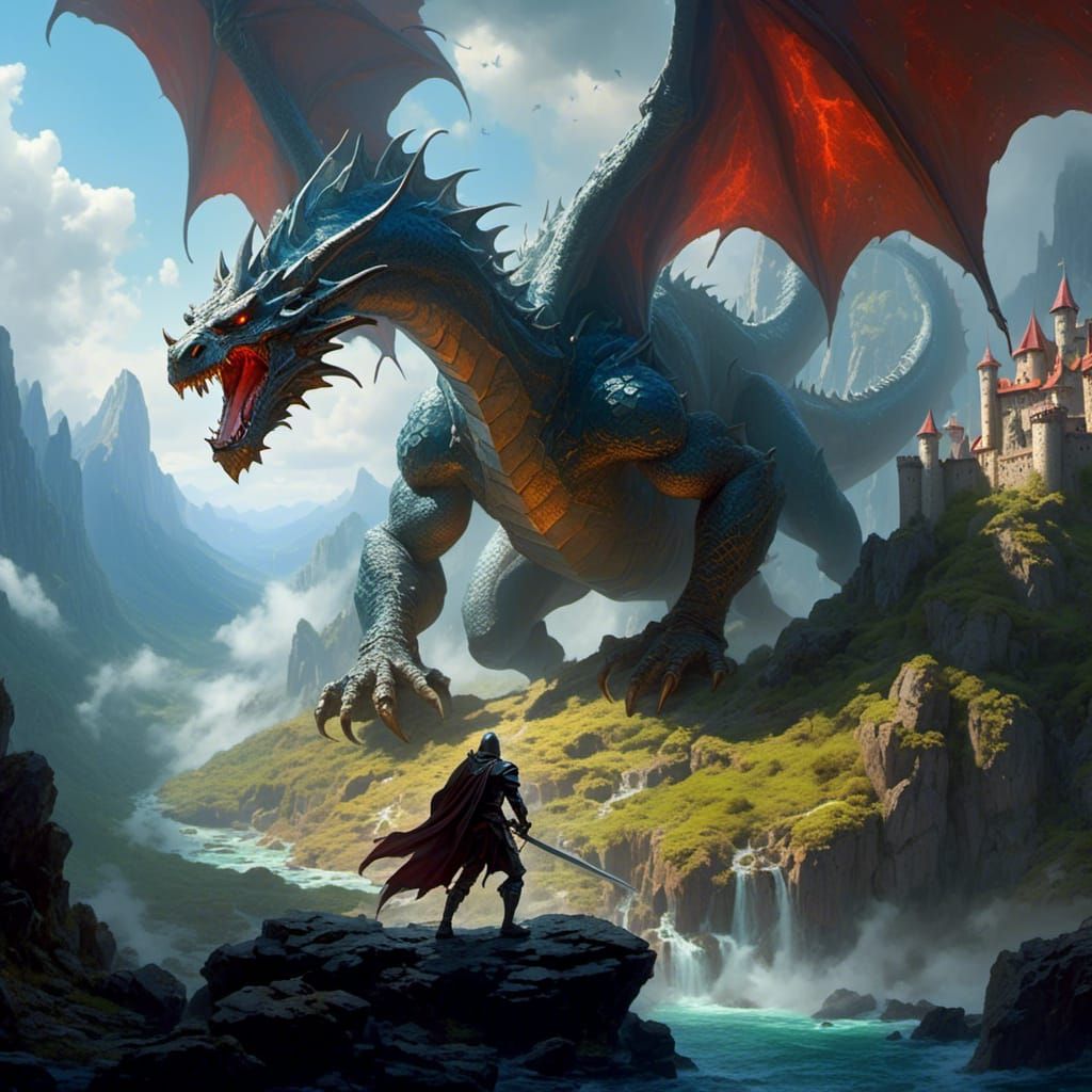 Knight Battles Dragon with Bioluminescent Lighting