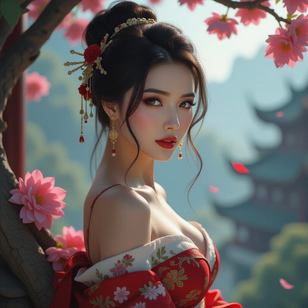 Stunning Woman in Epic Digital Matte Painting