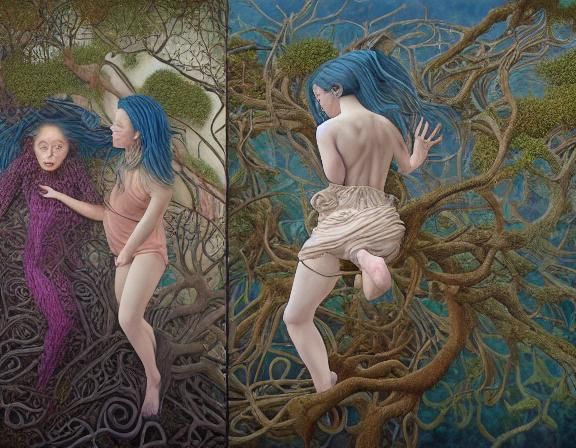 Surreal Fairytale Scene with Intricate Carvings