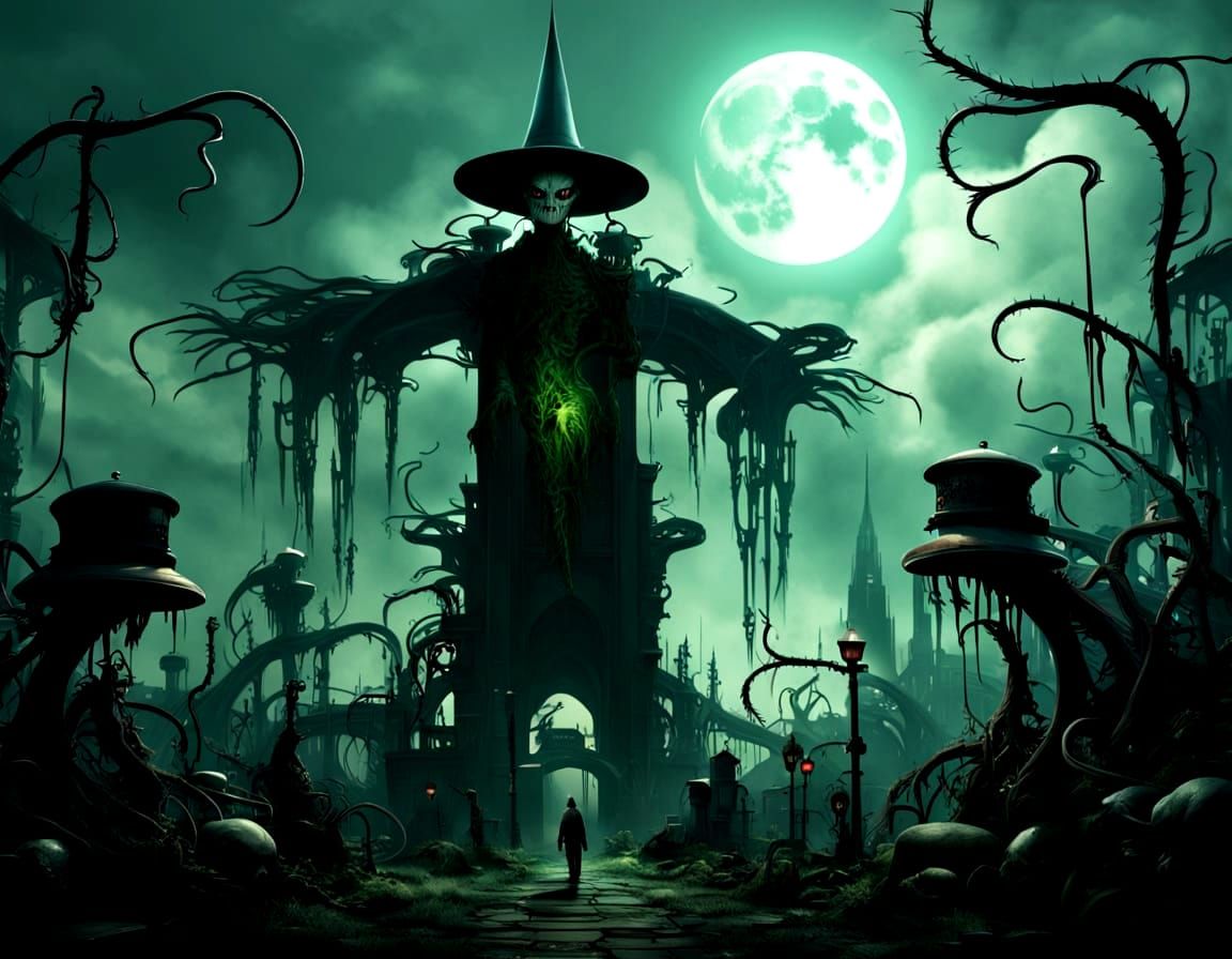 Sinister Scarecrow Guards Carnivorous Plants in Gothic Garde...