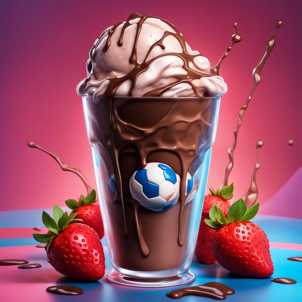 Surreal Soccer Ball Ice Cream Creation, Splash Art