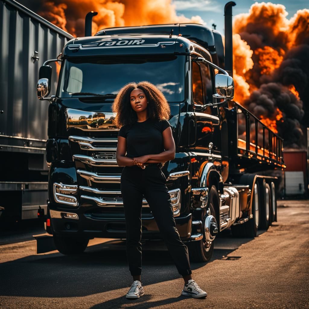 Une magnifique jeune femme noire debout à côté de son super ...