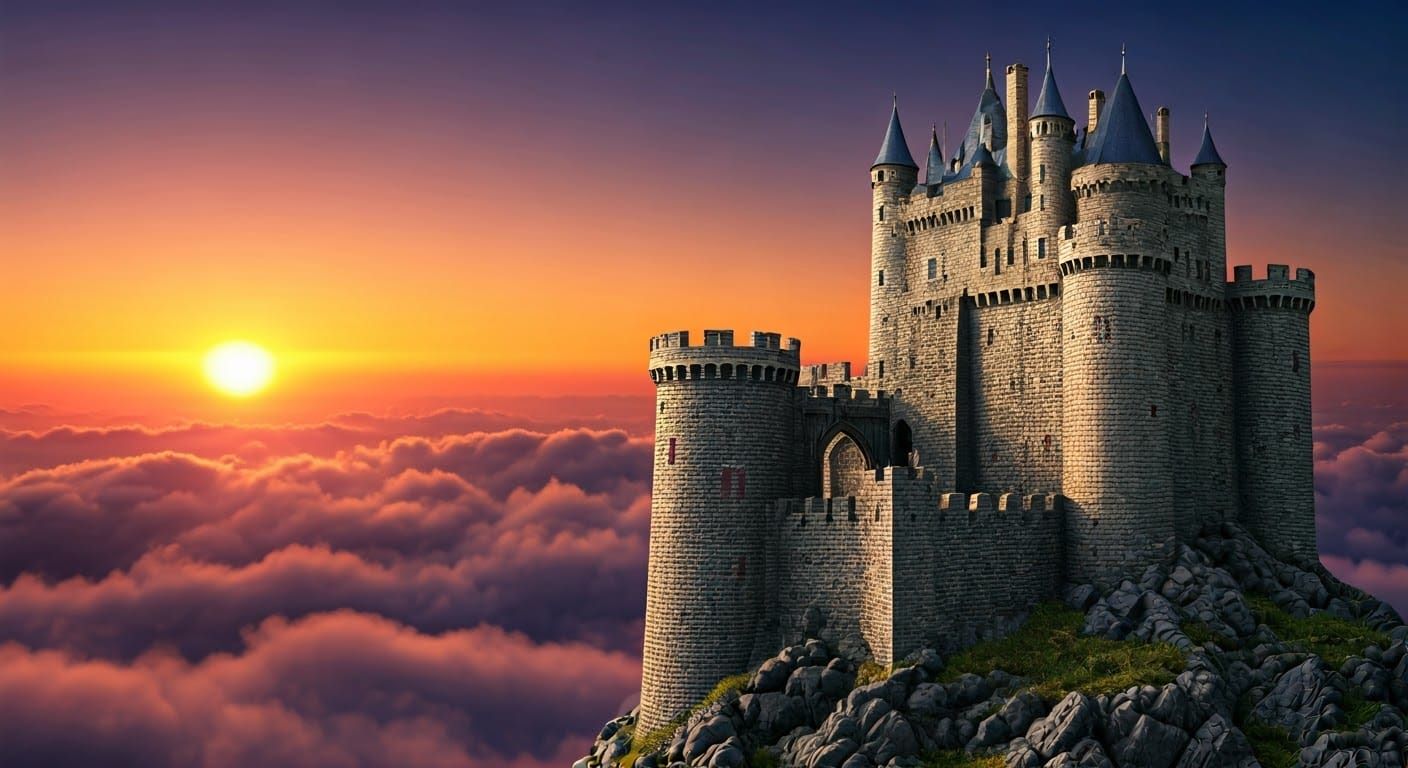 Majestic Castles Float Among Clouds