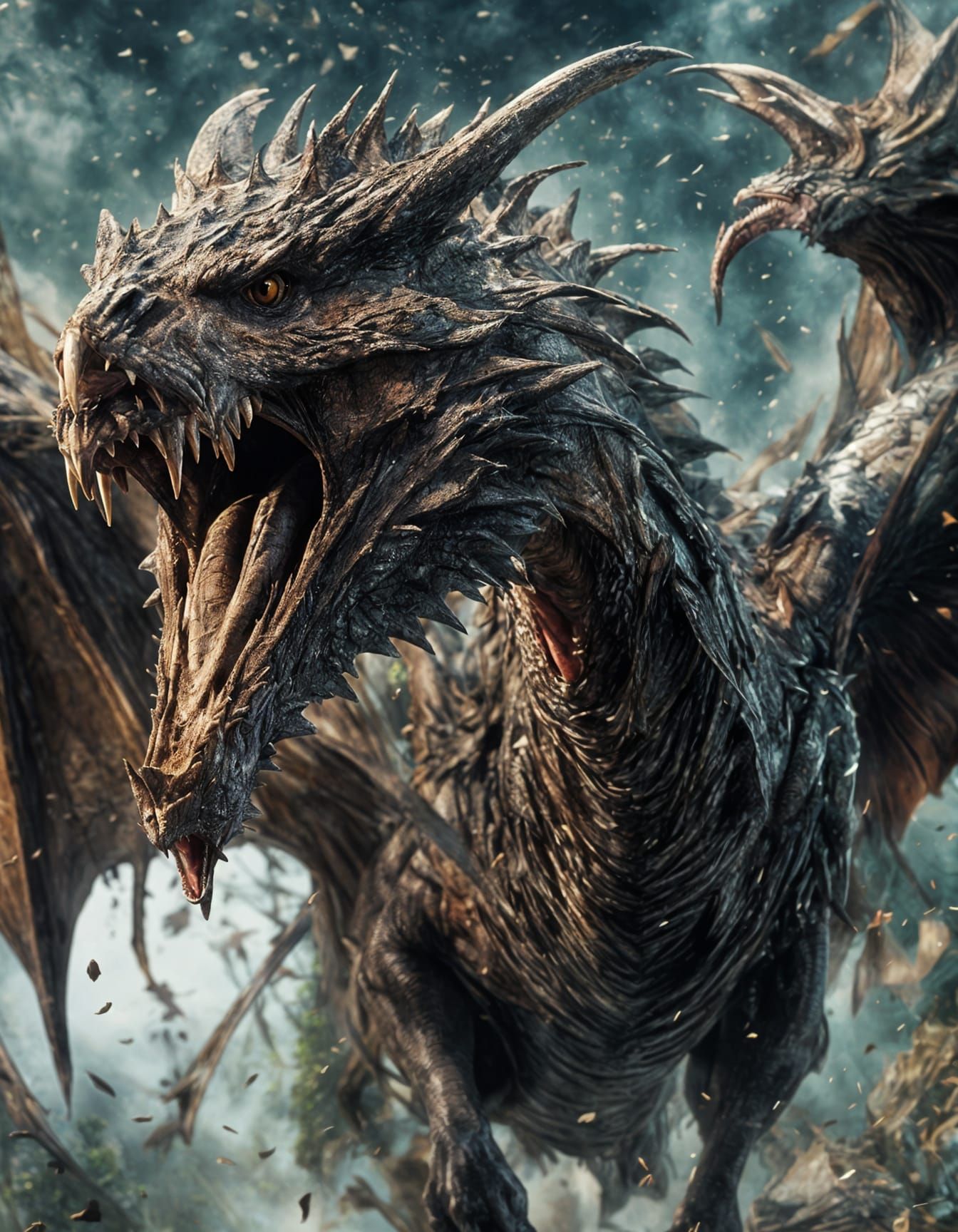 Flying Wyvern in Macabre Style