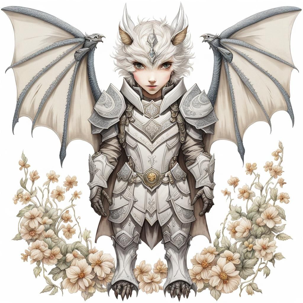 Embroidered White Knight Dragon Comicbook Artwork
