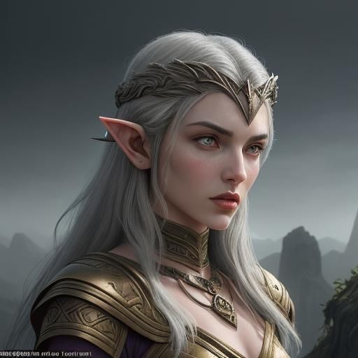 Ayleid Elf Portrait in Art Deco Style