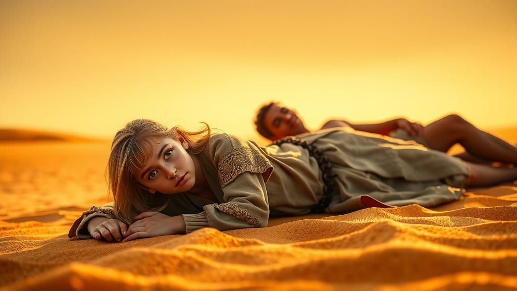 Epic Medieval Desert Sunset: Hope Amidst Desperation