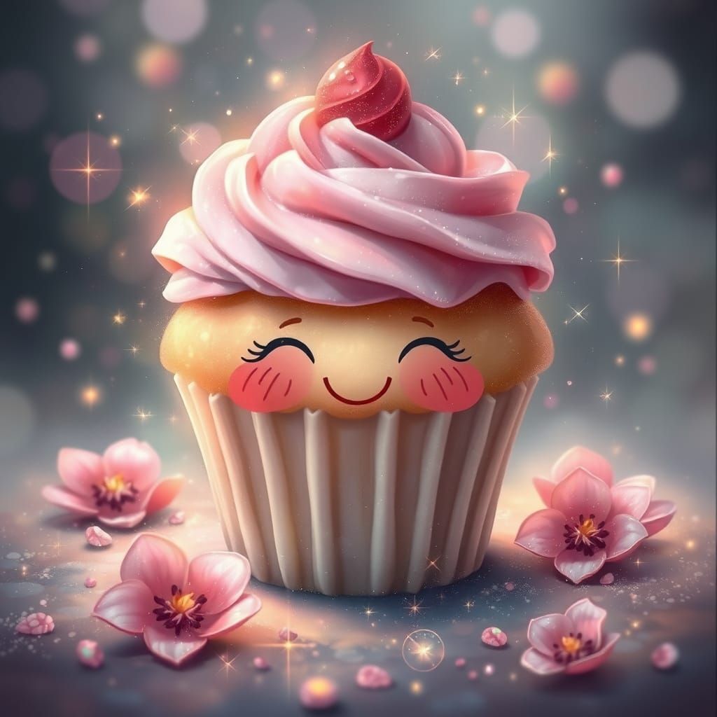 Sparkling Cupcake in Ethereal Fantasy Style