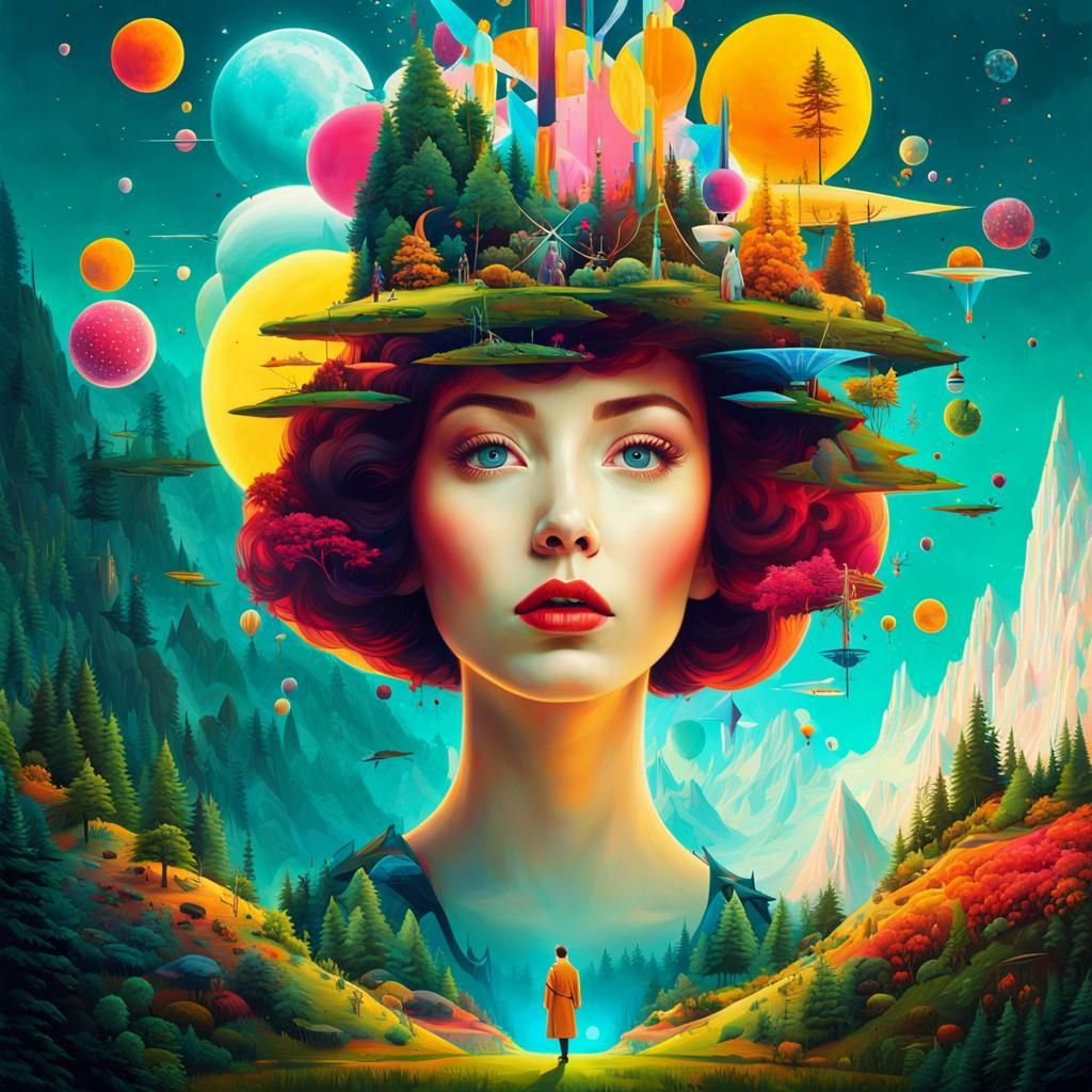 Mathematical Wonderland Portrait in Surreal Style