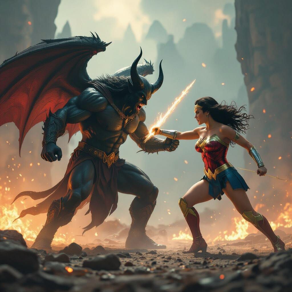 Chernabog Battles Wonder Woman in Epic Cinematic Clash