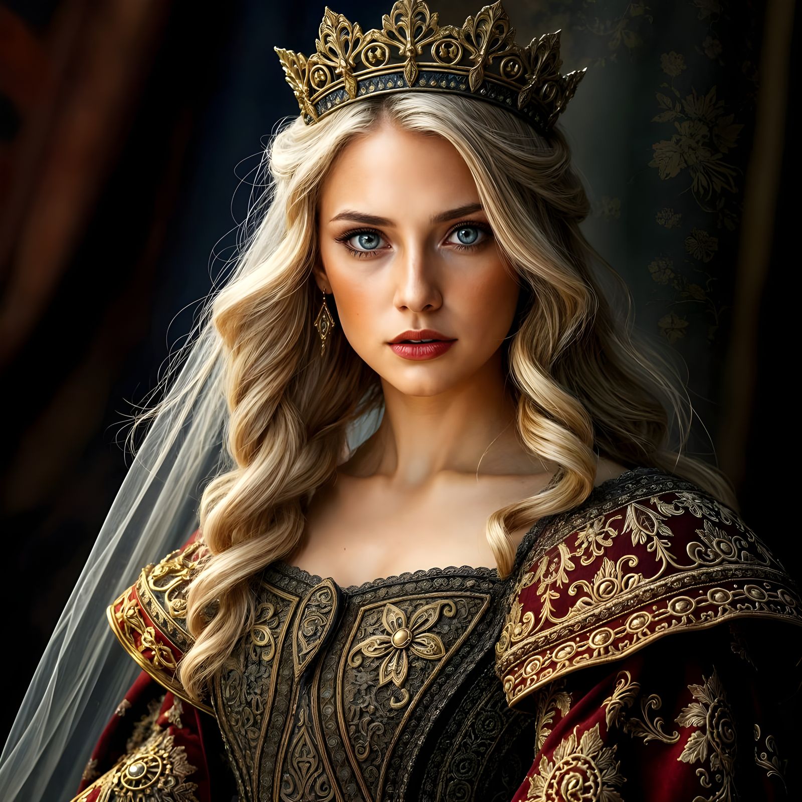 Ethereal Medieval Empress in Splendid Gown