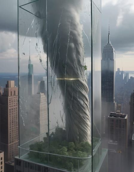 Tornado Inside Glass Skyscraper in New York City