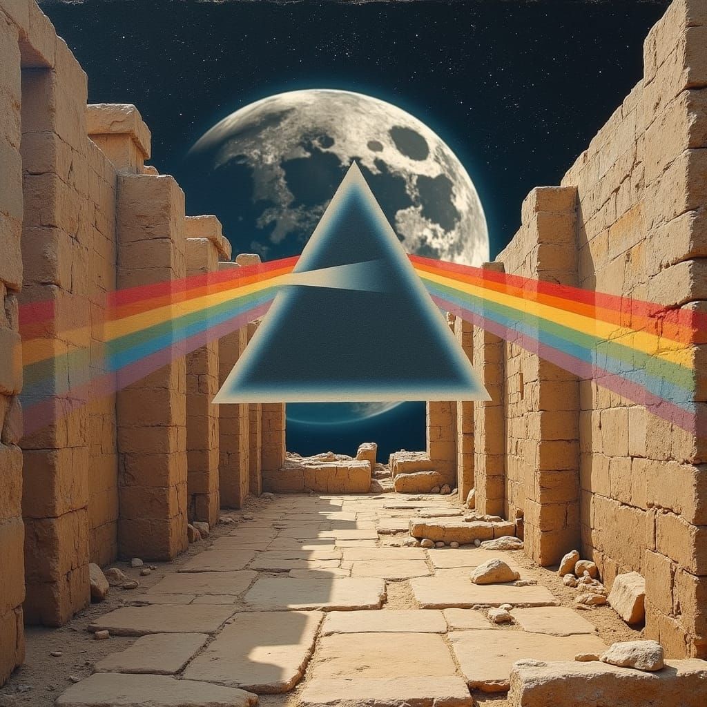 Pompeii Fresco: Pink Floyd Logo on the Moon