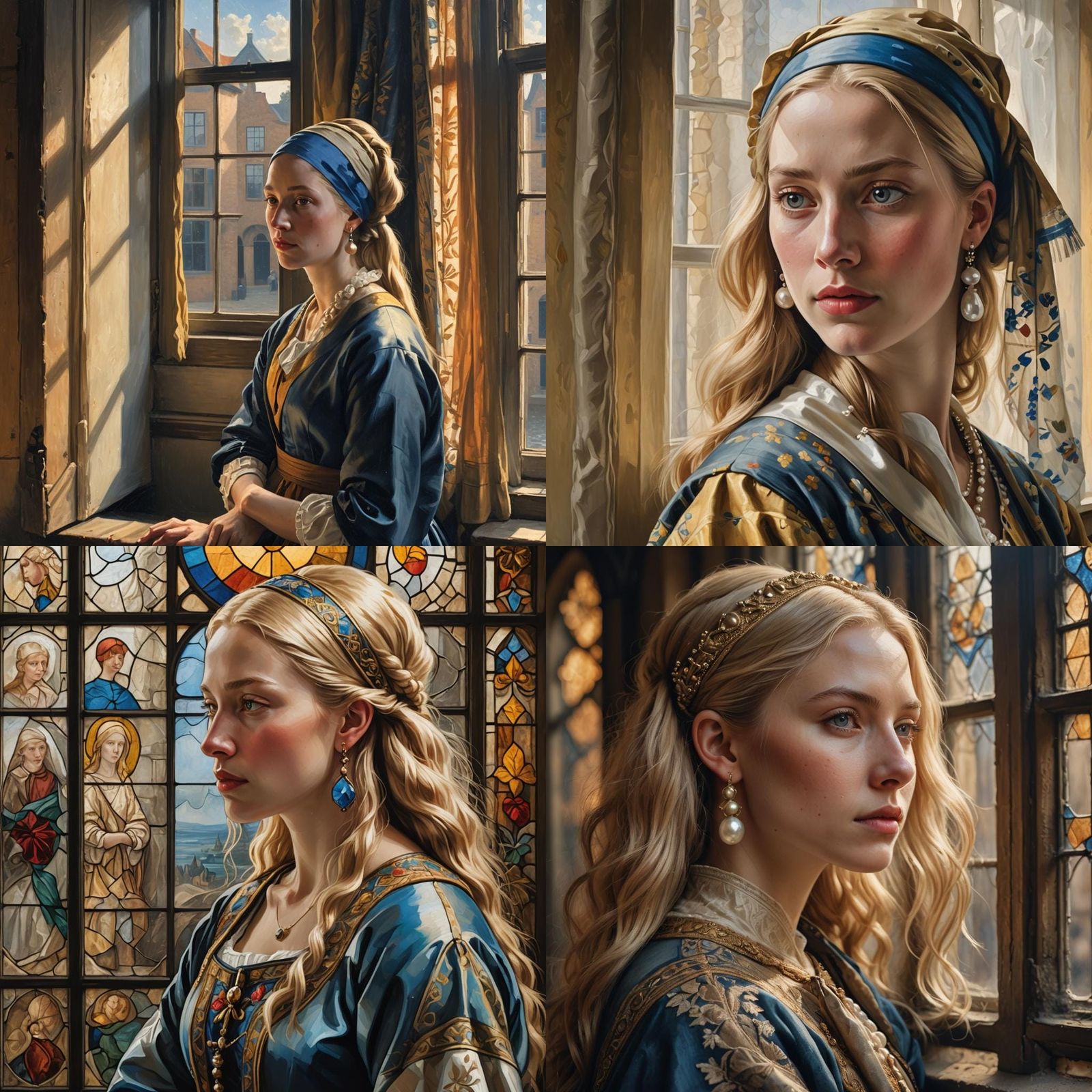 Woman with a Pearl Earring: Vermeer-Inspired Digital Art