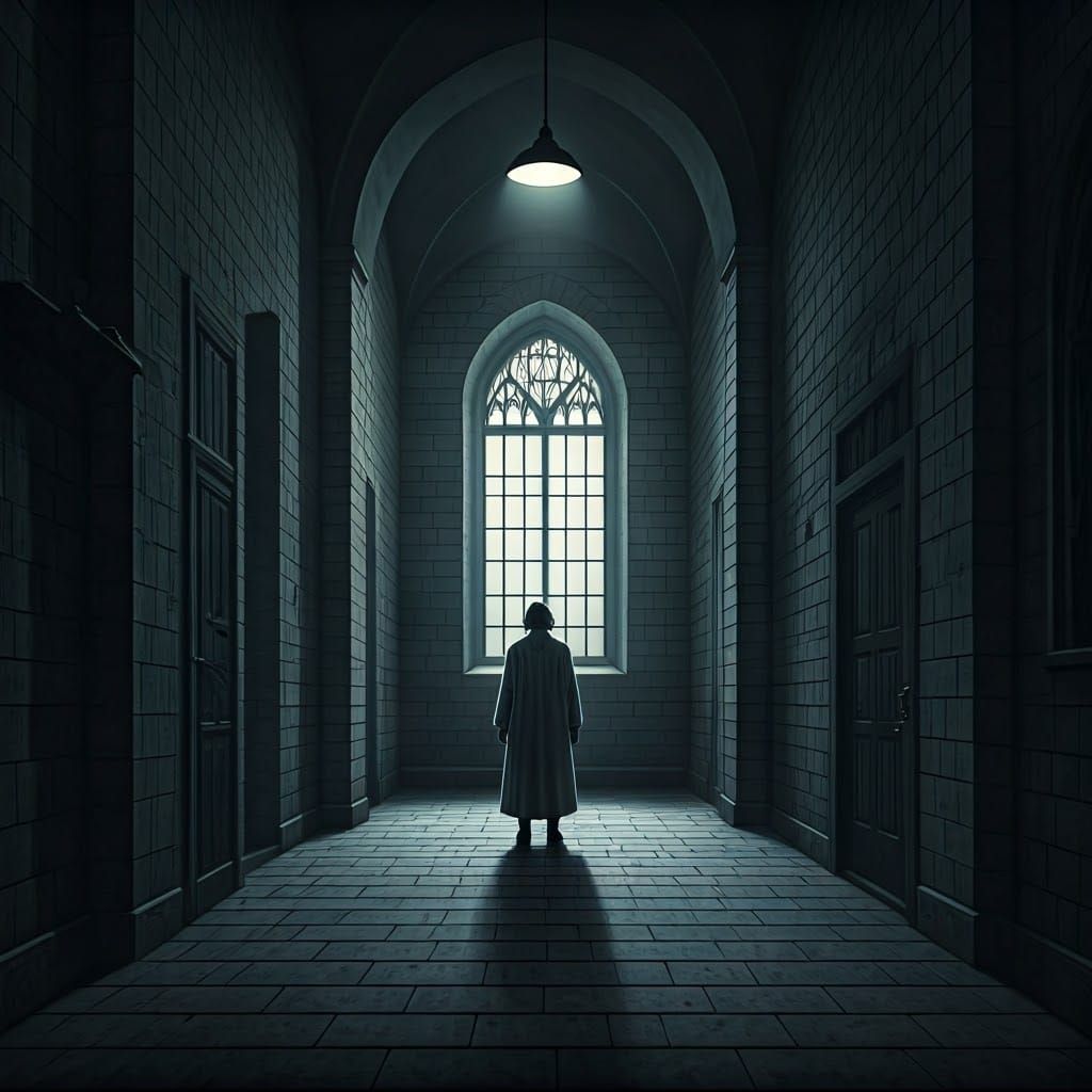 A Haunting Asylum Scene in Dark Gothic Style