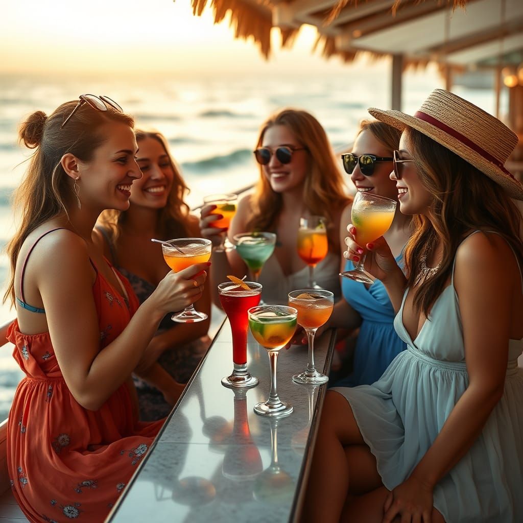 Chic Seaside Cocktails at Sunset: A Fashionable Gathering