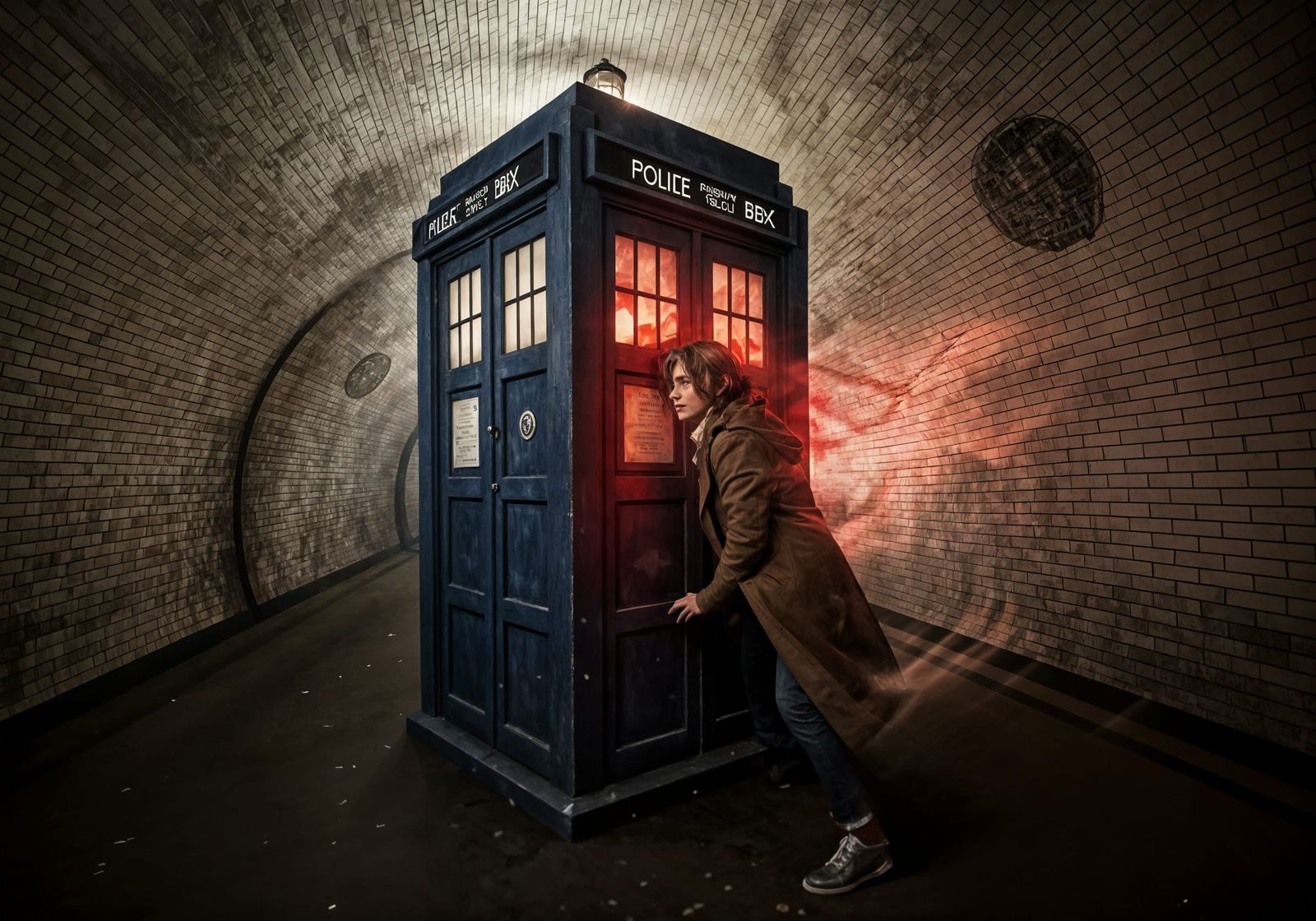 Demonic TARDIS in Abandoned Underground Tunnel