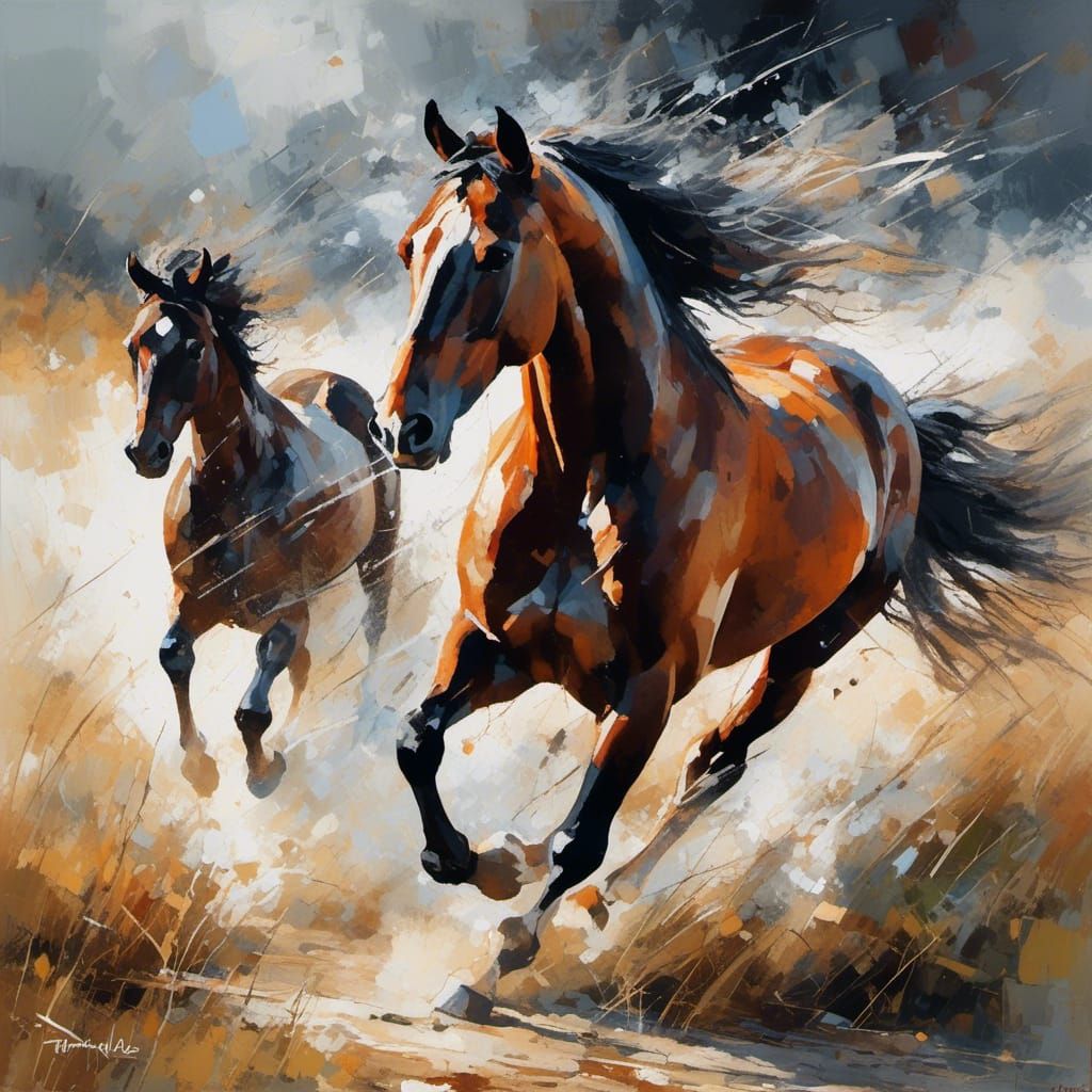 Racehorse Galloping Across Field in Dynamic Sunlight