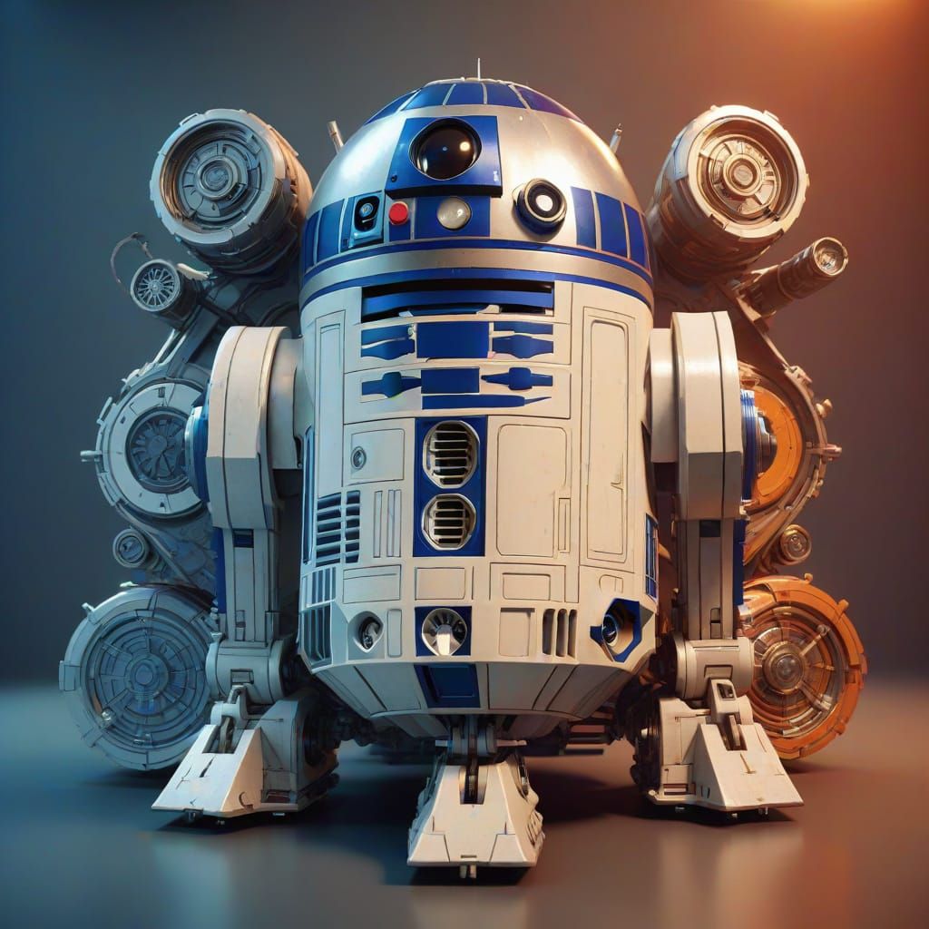 R2-D2 in Spaceship with Intricate Mech Details