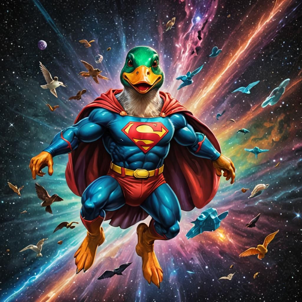 Astral Duck as Superman in Space