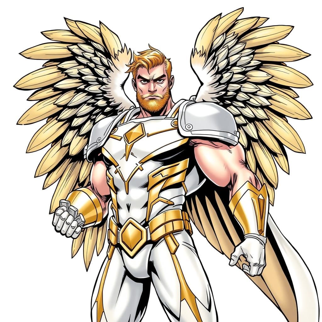 Heroic Marvel-Inspired Superhero with Majestic Wings