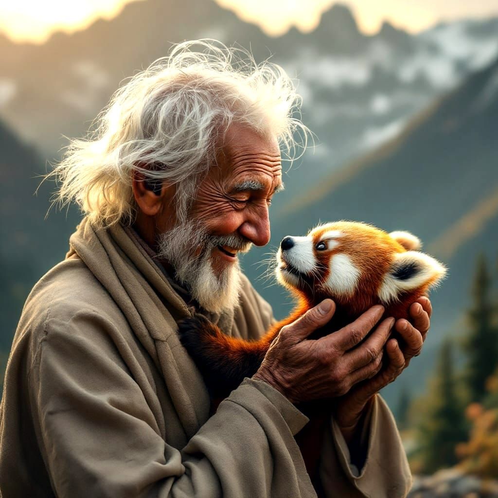 Gentle Himalayan Elder Cares for Red Panda in Breathtaking L...