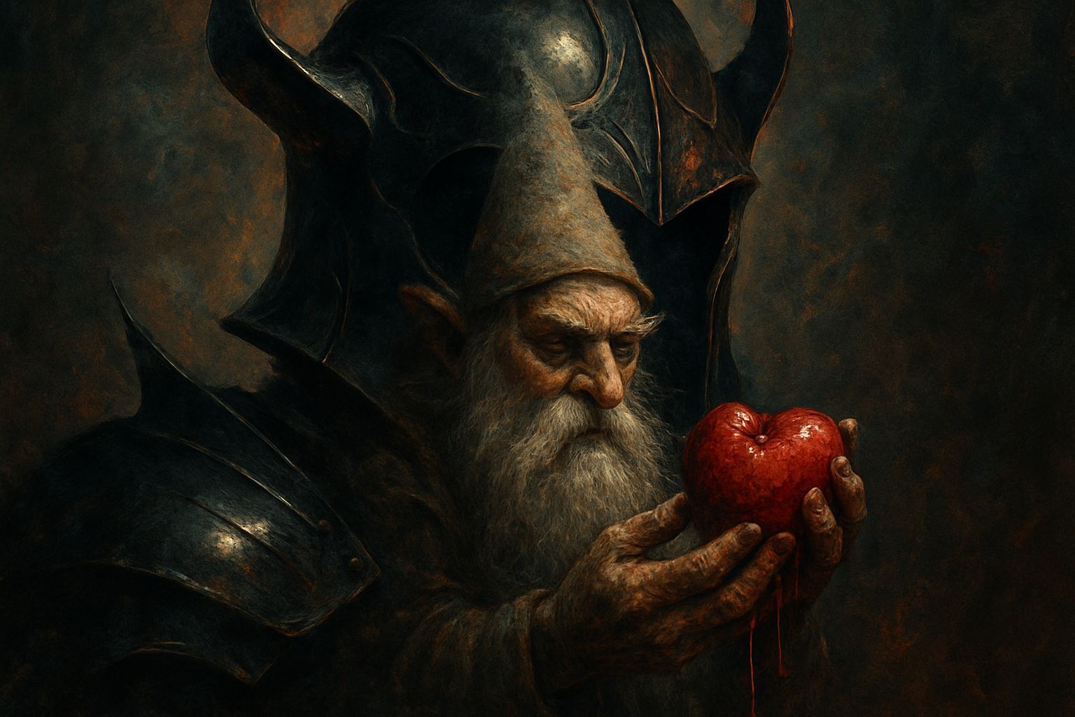 Surreal Black Knight Helm with Gnome Heart