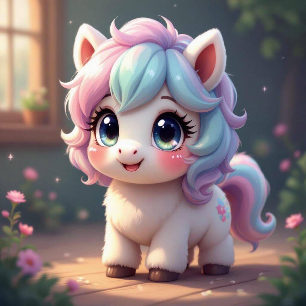 Adorable Pastel Pony with Anime Eyes