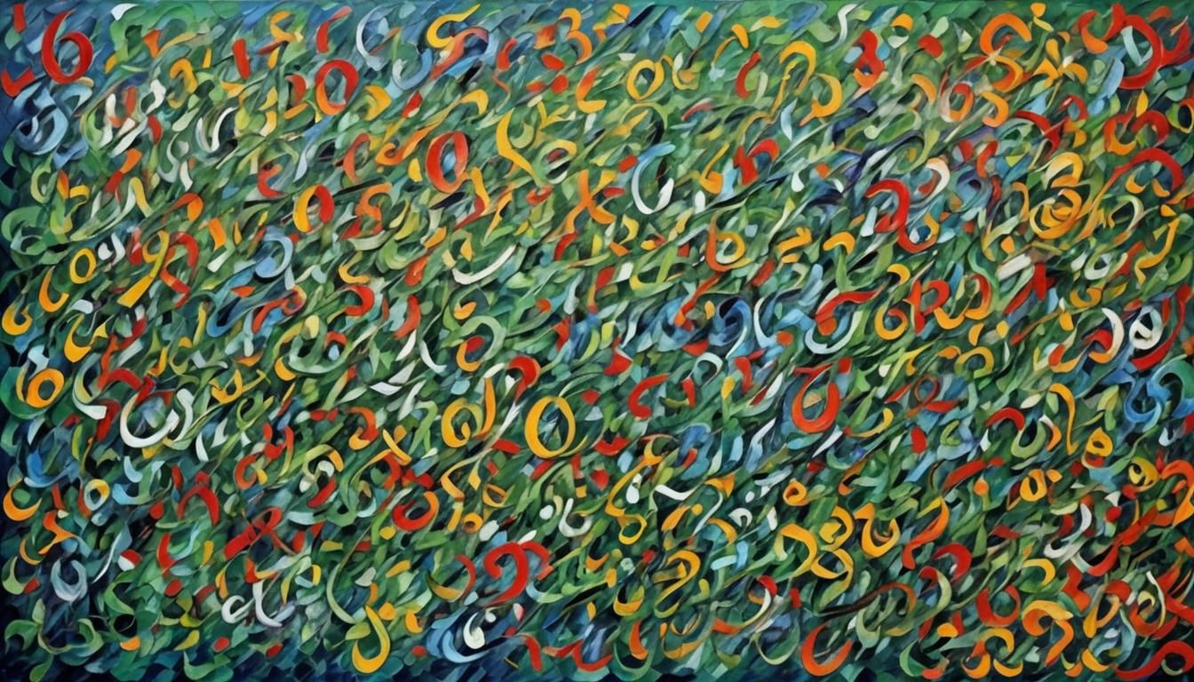 Calligraphers Painting in Expressionist Impasto Style