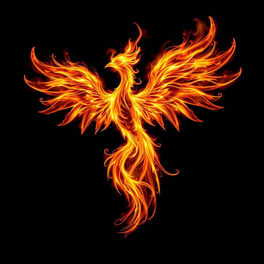 Fiery Phoenix Art Portrait in Flame