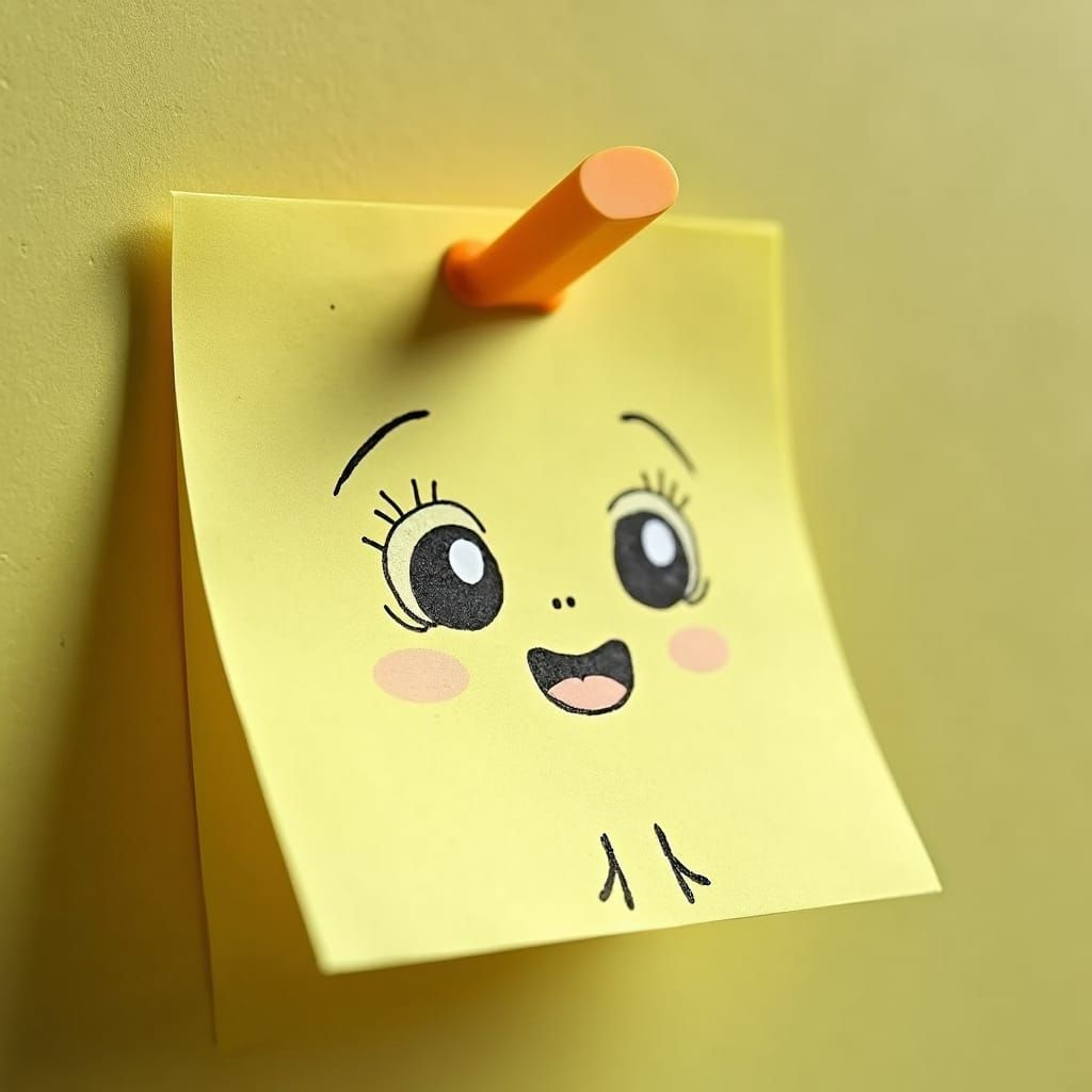 Hyperrealistic Macro Photo of Post-it Note