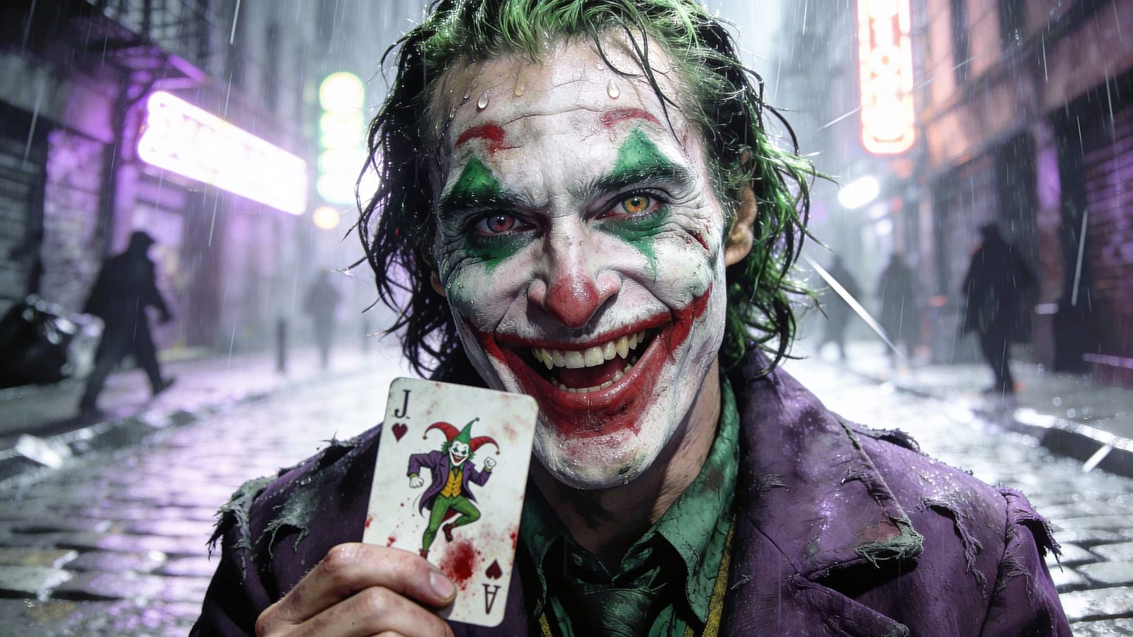 Joker Laughing Maniacally in Horror Comic Style