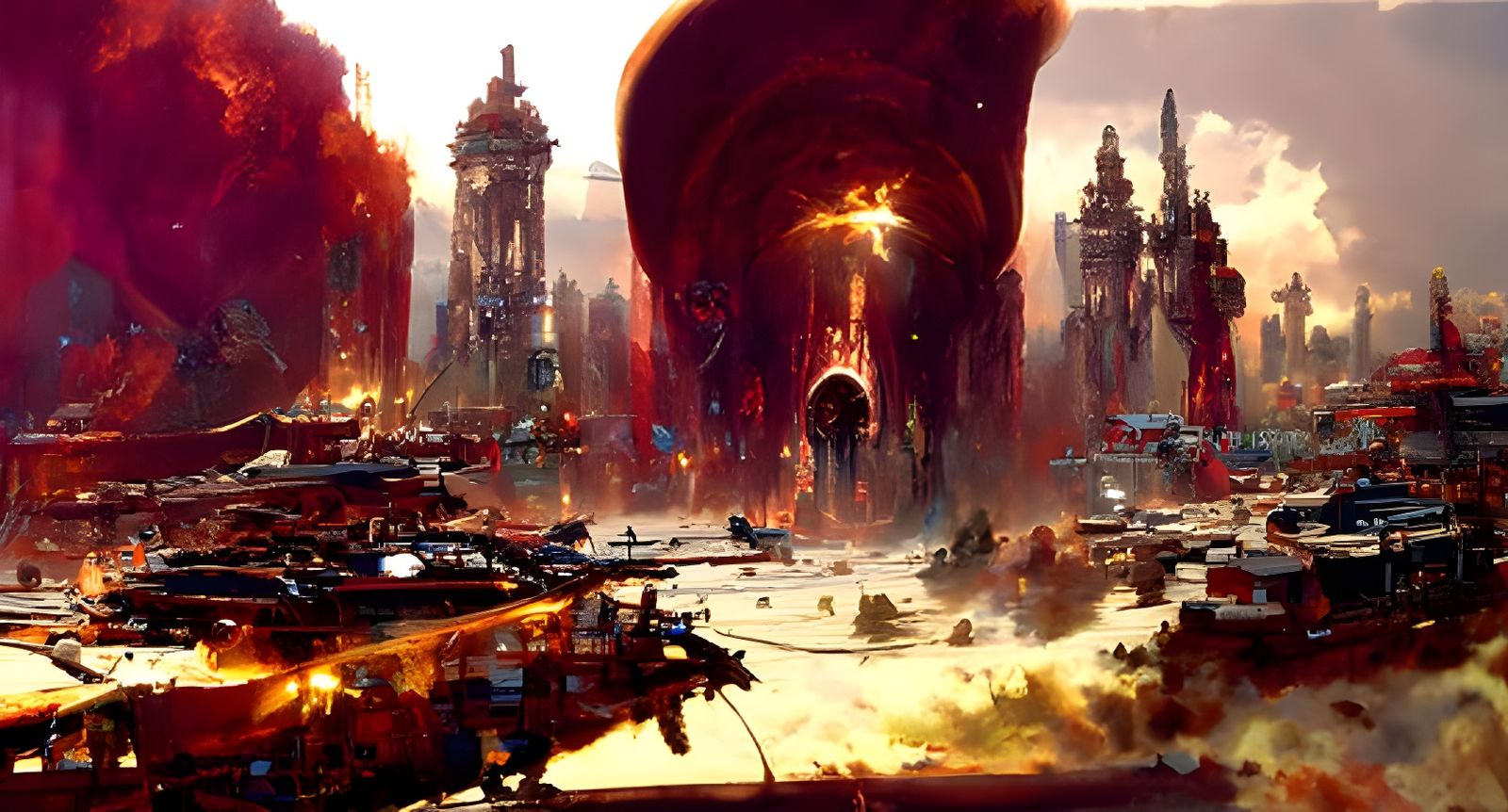 Heavenly City Destroyed in Apocalyptic Matte Painting
