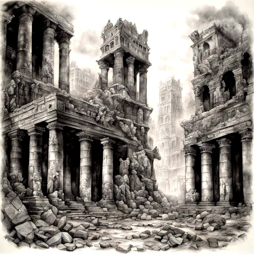 Devastated Ruins of Lost City of Atlantis