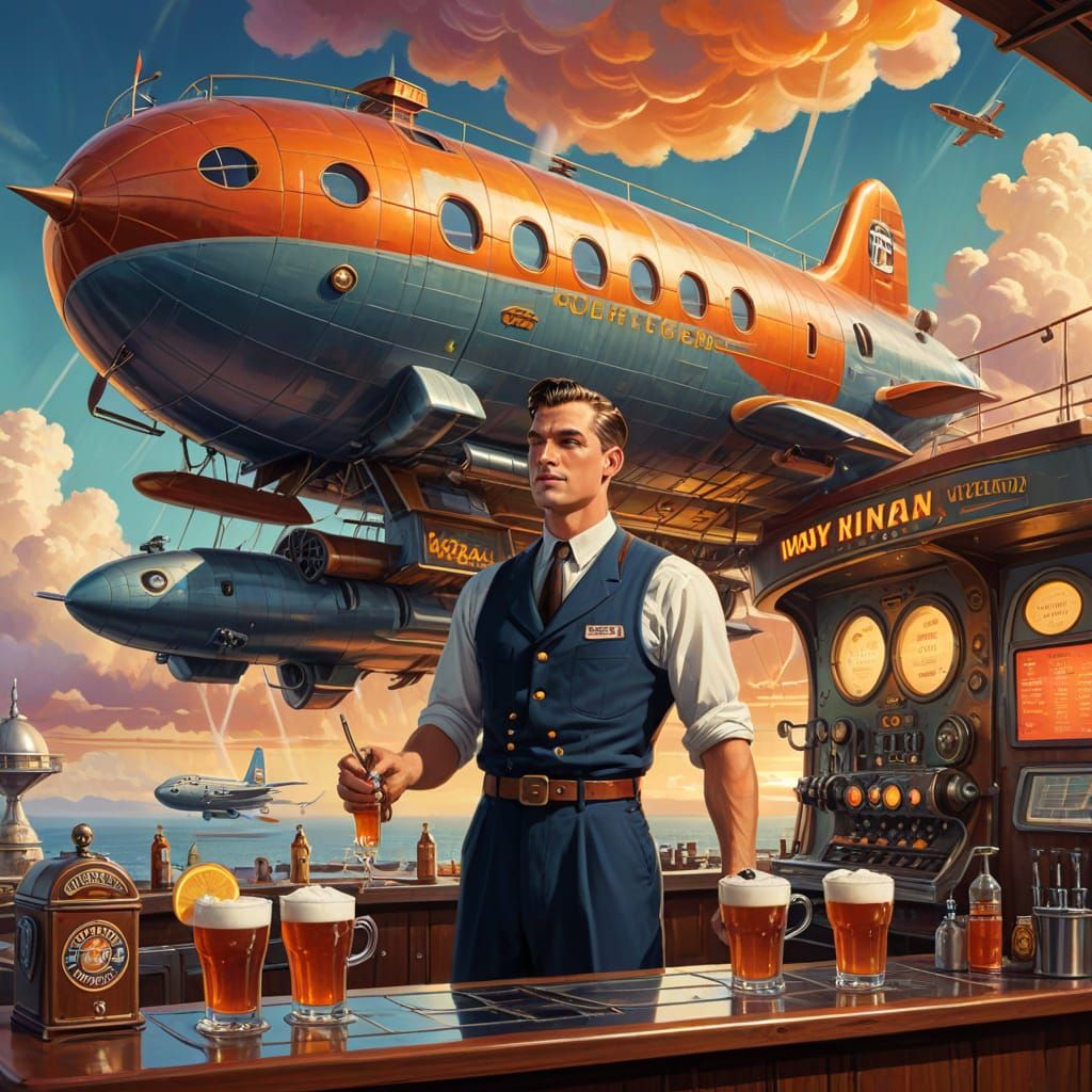 Vintage Airship Bar at Golden Hour