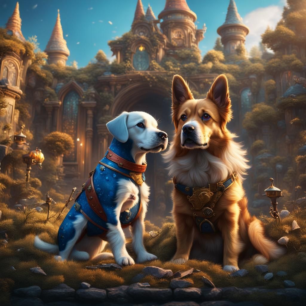 Adorable Dogs: Detailed Fantasy Concept Art