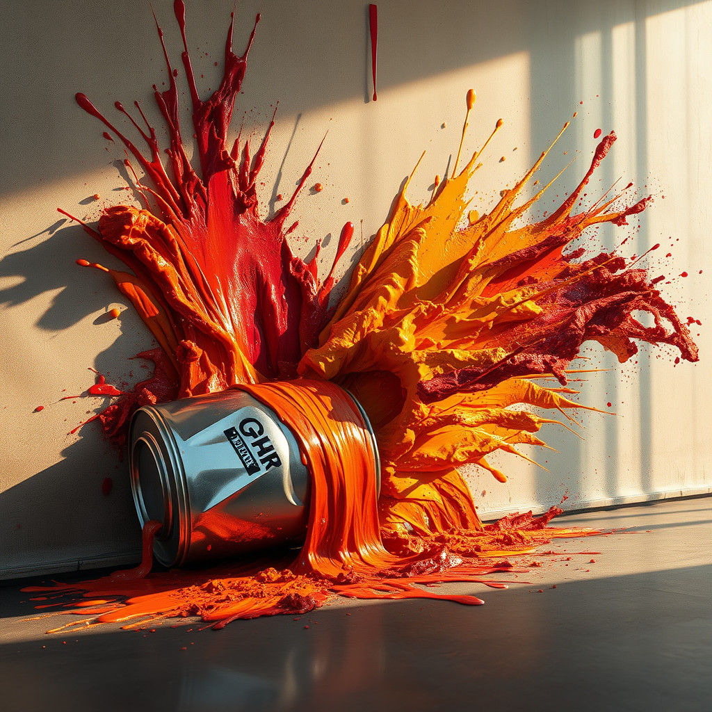 Vibrant Autumn Landscape Unfolds from Splattered Paint in a ...