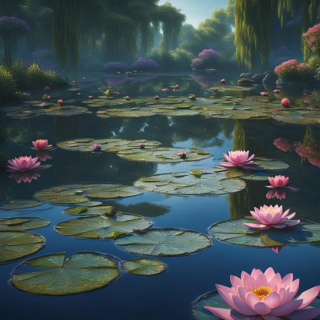 Monet Water Lilies in Detailed Matte Painting