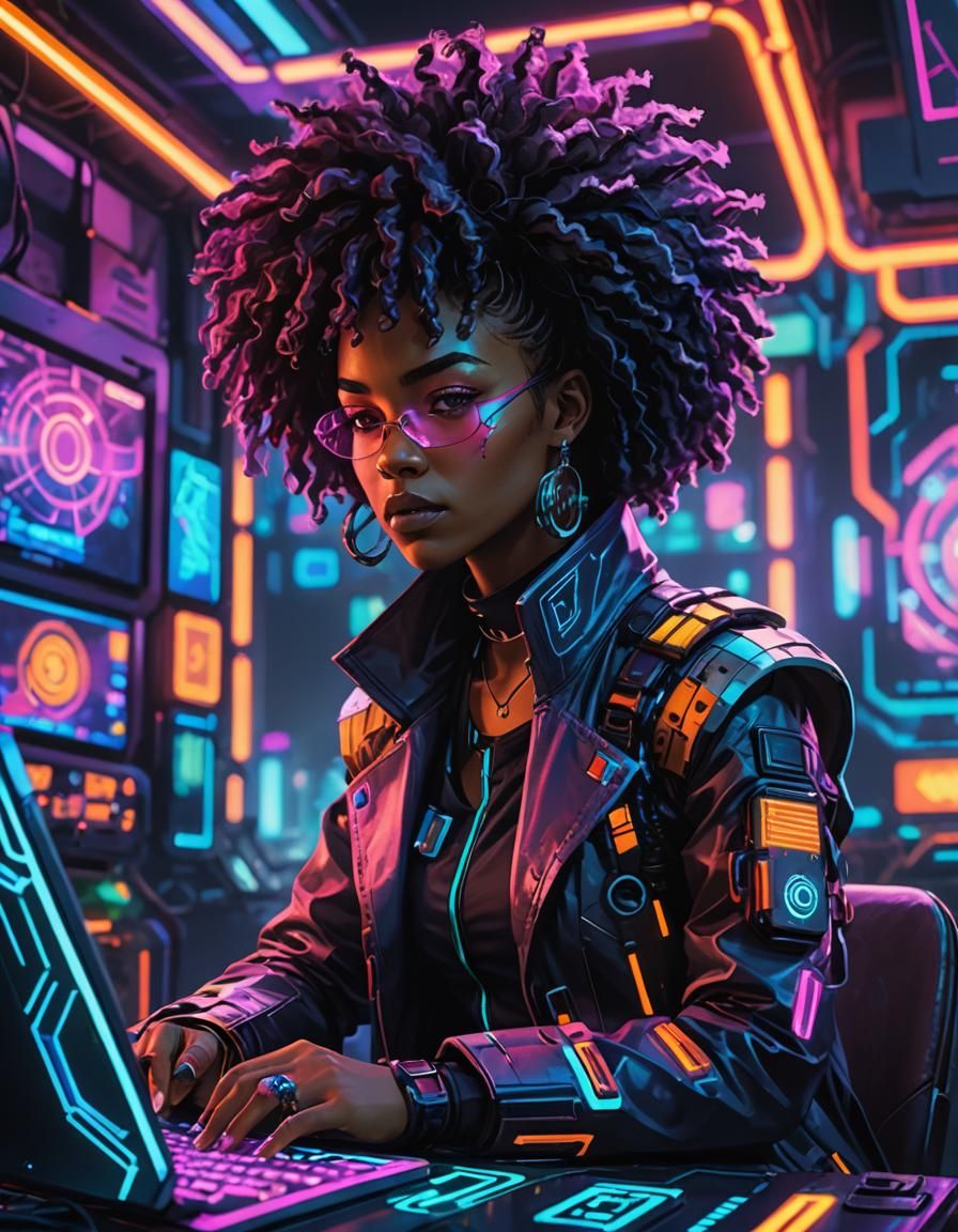 Cyberpunk Netrunner in Neon Light