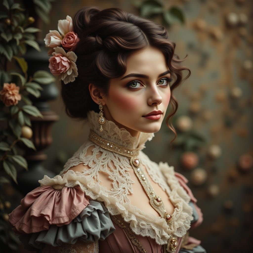 Victorian Woman at Debutante Ball in Soft Light