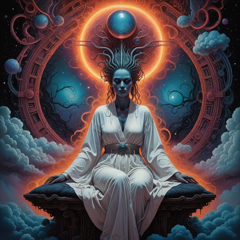 Ethereal Woman in Dreamlike Cosmos