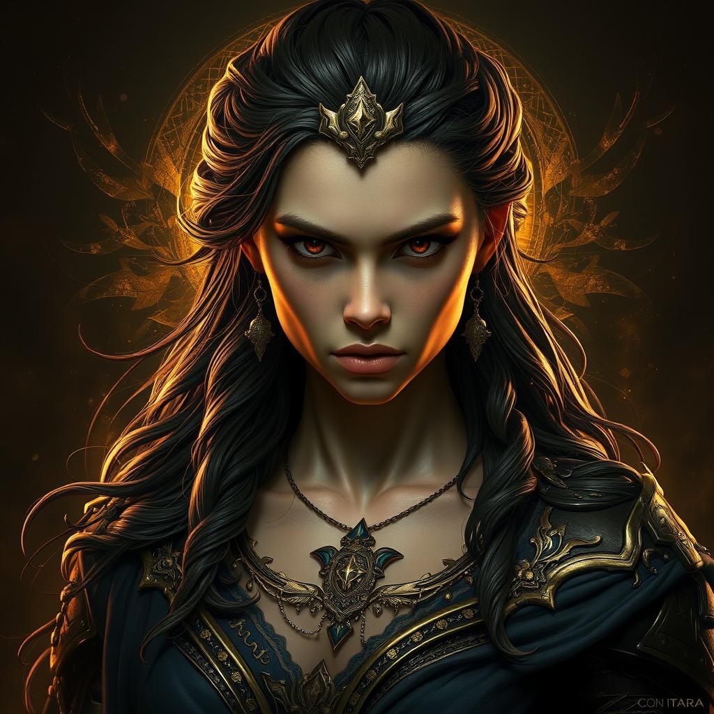 Enigmatic Terra Portrait in Dramatic Fantasy Style