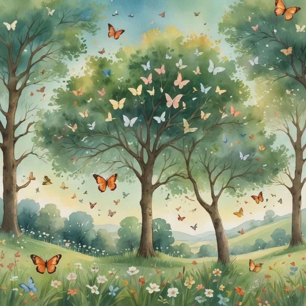 Musical Meadow: A Whimsical Watercolor Illustration