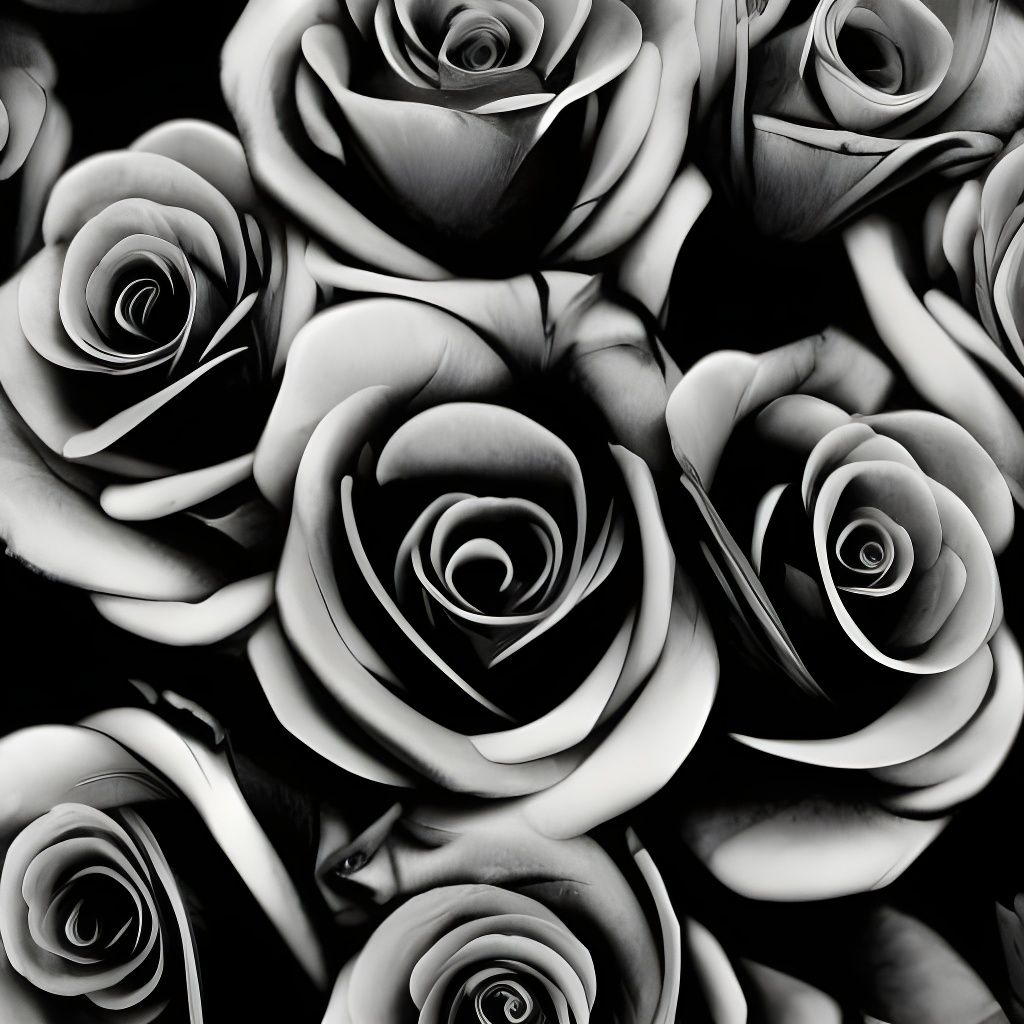 Dramatic Black Roses in Splash Art Style