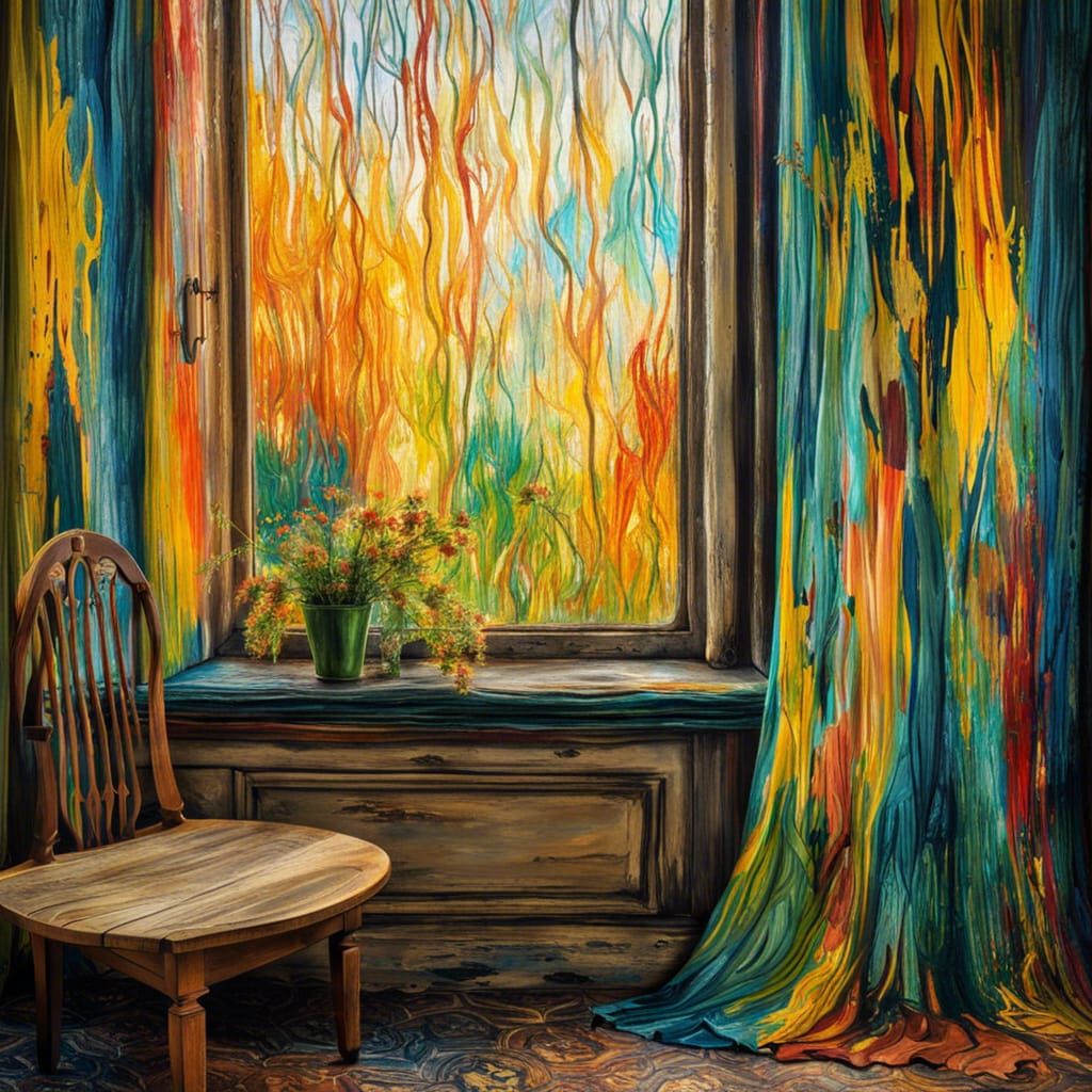 Colorful Curtain in Van Gogh Style