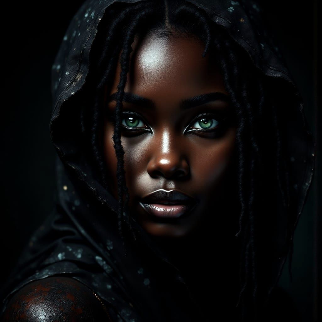 Mysterious Black African Woman Portrait