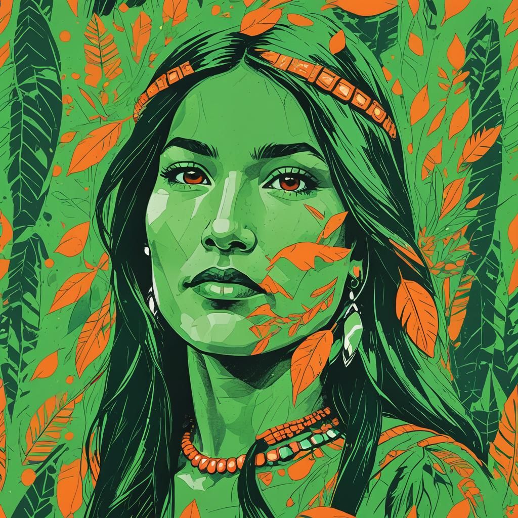 Pocahontas Portrait in Pop Art Style